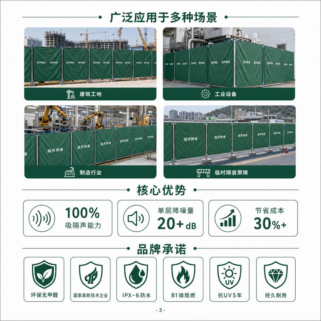 建筑工地 · 工业设备 · 制造行业 · 临时隔音屏障